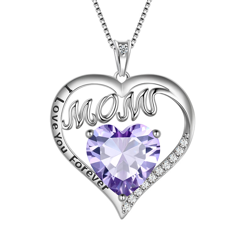 Tokyo Mart Mom Necklace Heart Birthstone Pendant Women Mother's Day Gifts Birthday Jewelry