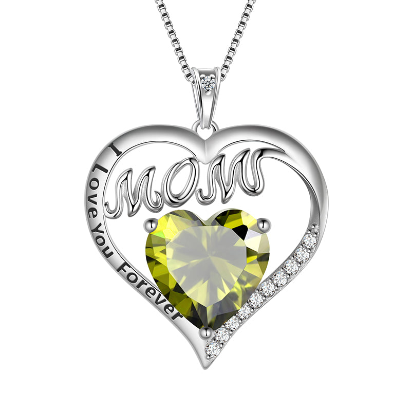 Tokyo Mart Mom Necklace Heart Birthstone Pendant Women Mother's Day Gifts Birthday Jewelry