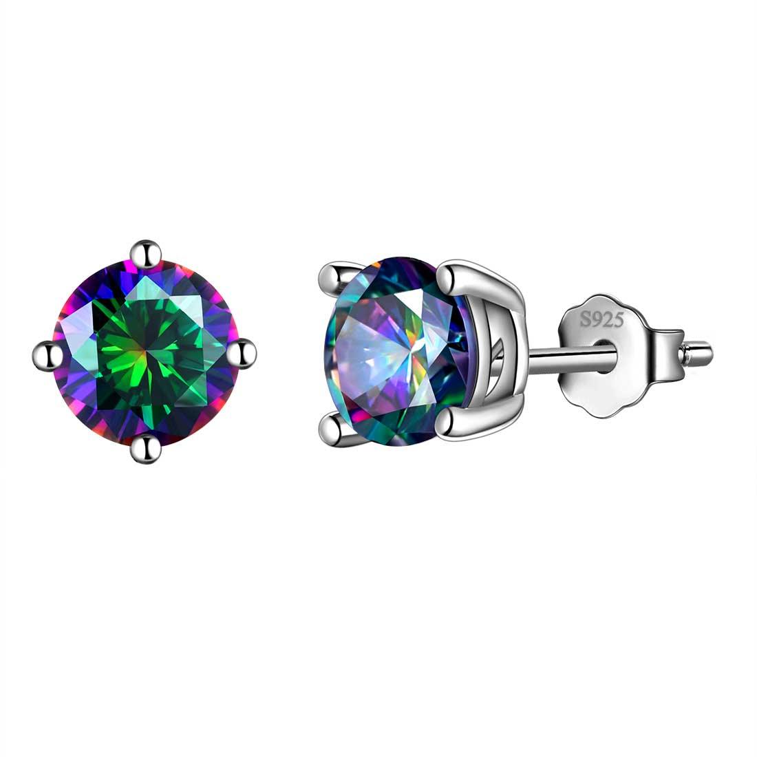 Tokyo Mart Regenbogen Mystic Topas Ohrringe Ohrstecker Frauen Mädchen Schmuck Geschenke 925 Sterling Silber