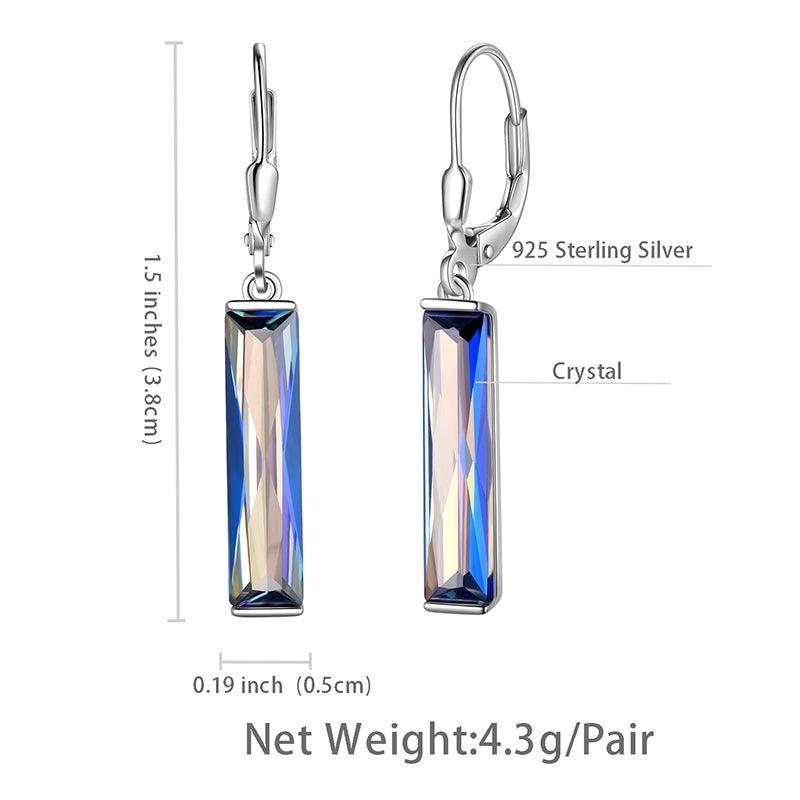 Tokyo Mart Women Blue Mystic Topaz Earrings Bar Leverback Dangle Earrings 925 Sterling Silver