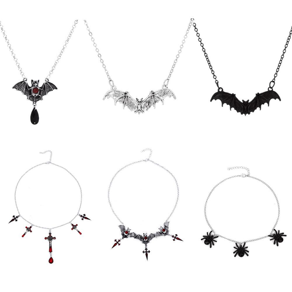 Tokyo Mart Halloween-Halskette, Gothic-Kreuz, Spinne, Fledermaus, Kostüme, Schmuck für Frauen, Tanzparty