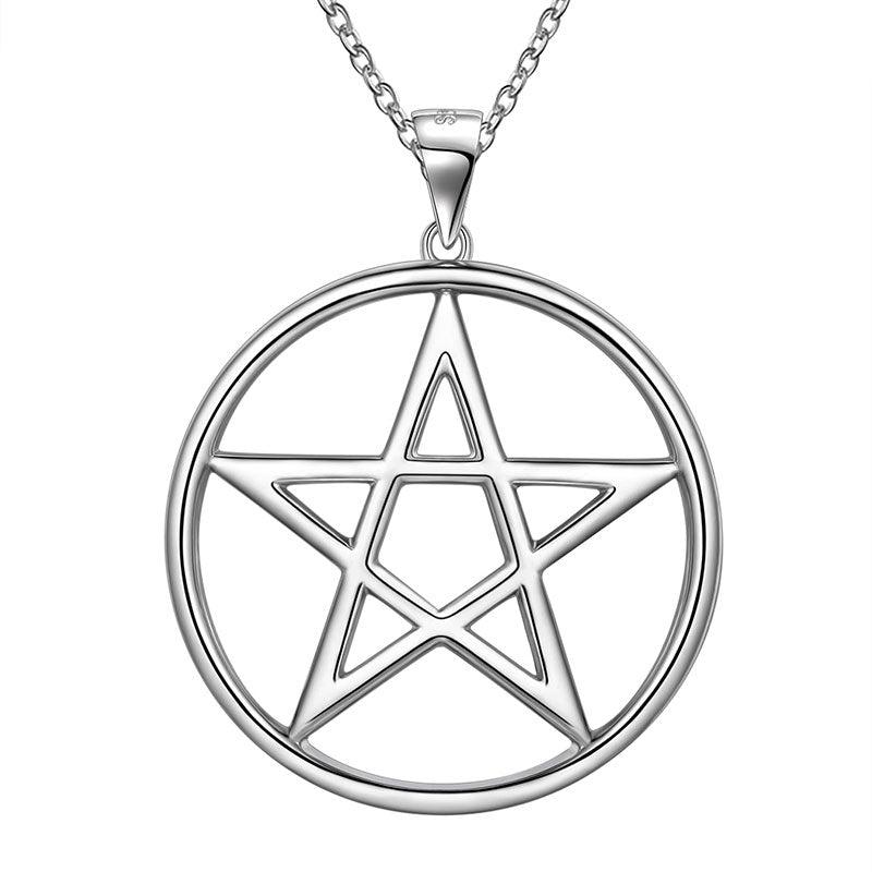 Tokyo Mart Women Pentagram Star Pendant Necklace Charm 925 Sterling Silver