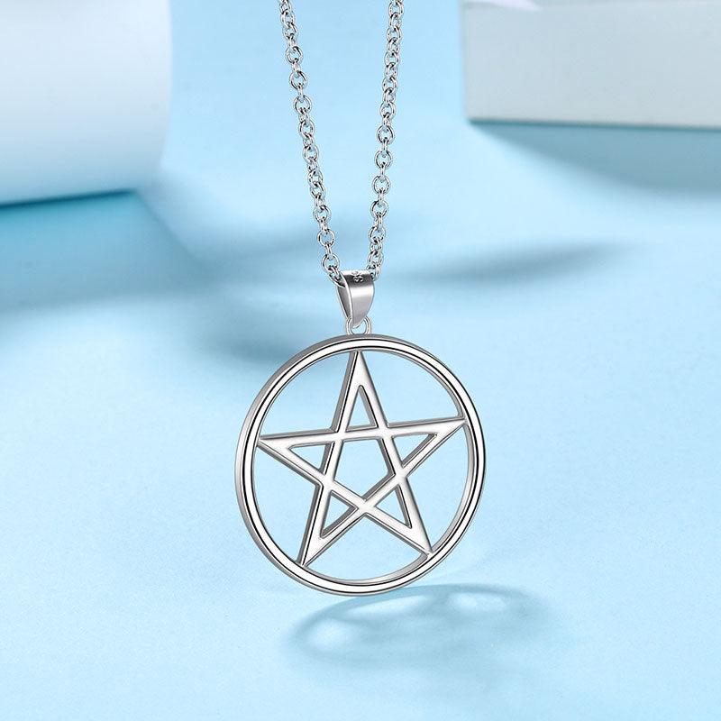 Tokyo Mart Women Pentagram Star Pendant Necklace Charm 925 Sterling Silver
