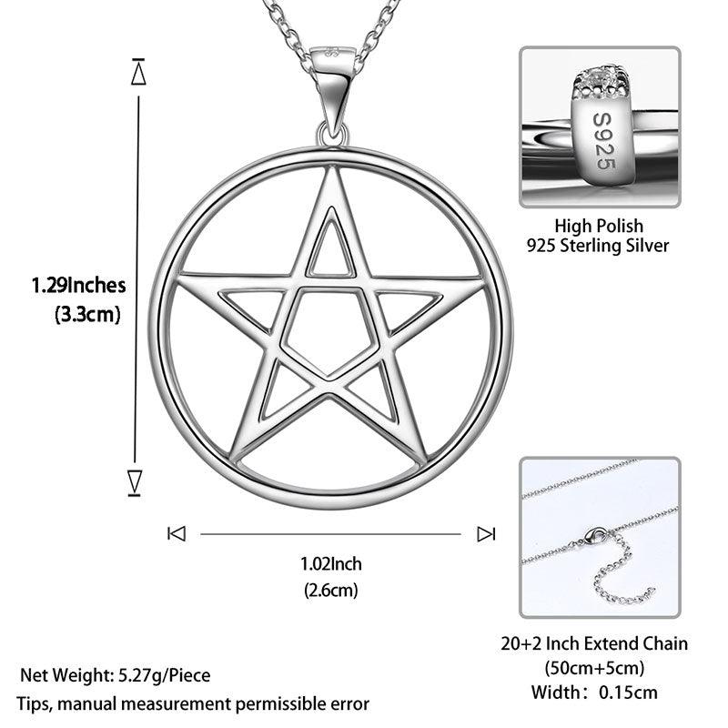 Tokyo Mart Women Pentagram Star Pendant Necklace Charm 925 Sterling Silver