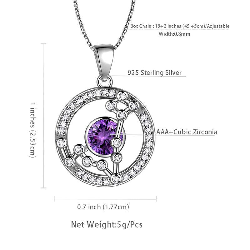 Tokyo Mart Zodiac Pisces Necklace February Birthstone Pendant Jewelry Women Girls Birthday Gift