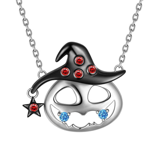 Tokyo Mart Women Pumpkin Pendant Necklace Halloween Jewelry 925 Sterling Silver