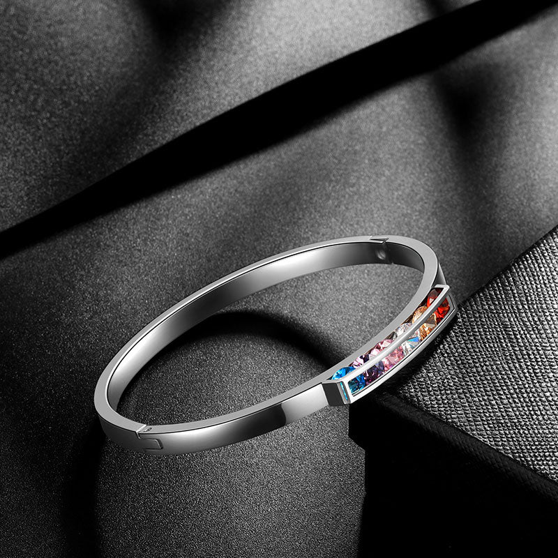 Tokyo Mart LGBT Regenbogen-Armreif, Manschettenarmband, Pride-Schmuck für Männer und Frauen, Edelstahl