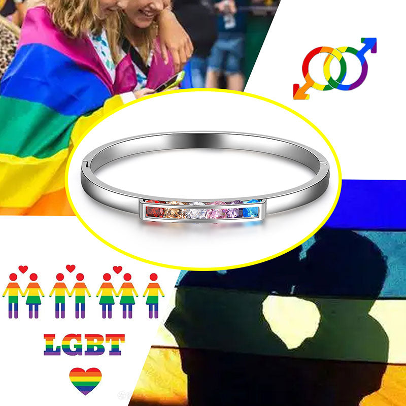 Tokyo Mart LGBT Regenbogen-Armreif, Manschettenarmband, Pride-Schmuck für Männer und Frauen, Edelstahl