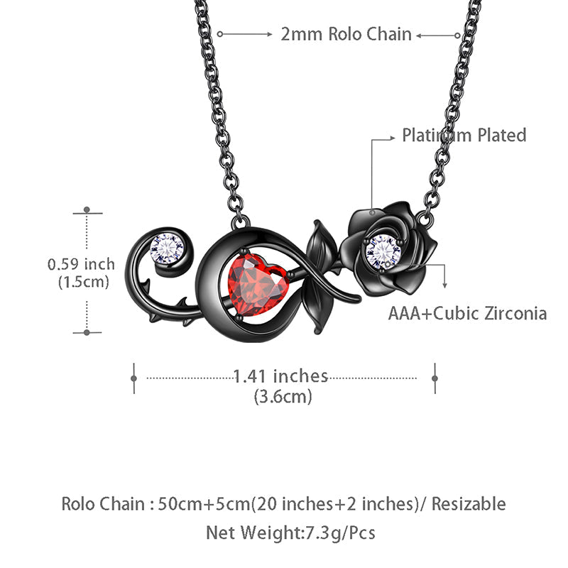 Tokyo Mart Halskette mit Rosenherz, Schmuck für Damen und Mädchen, 3D-Anhänger mit Rosenblüte, Halskette mit Musiknote, Geschenke zum Geburtstag und Valentinstag