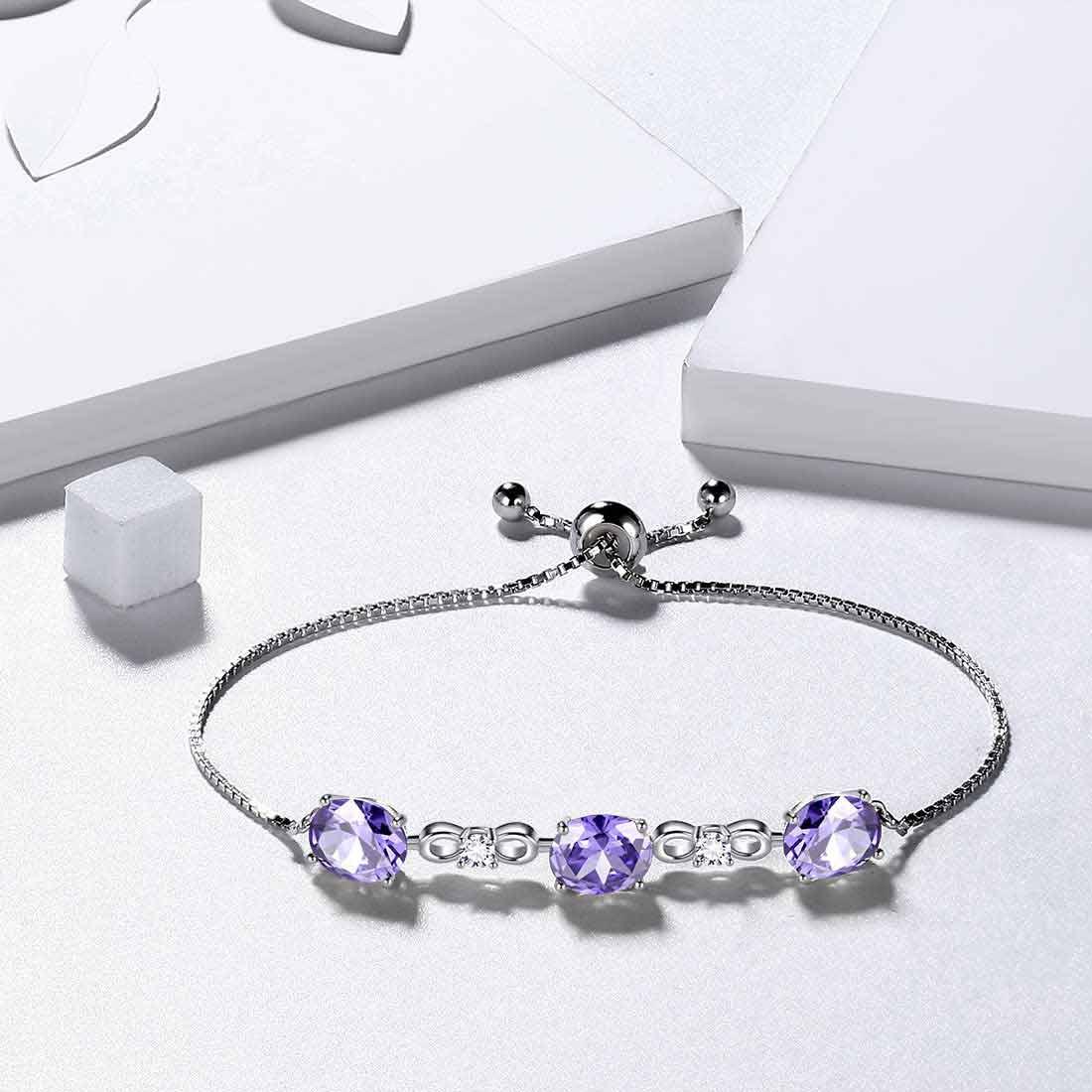 Tokyo Mart Rundes Armband mit Alexandrit-Geburtsstein für Juni, Damen- und Mädchenschmuck, Sterlingsilber, Geschenk zum Geburtstag