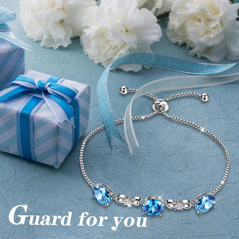 Tokyo Mart Women Round Birthstone Bracelet Jewelry Gift Girls 925 Sterling Silver