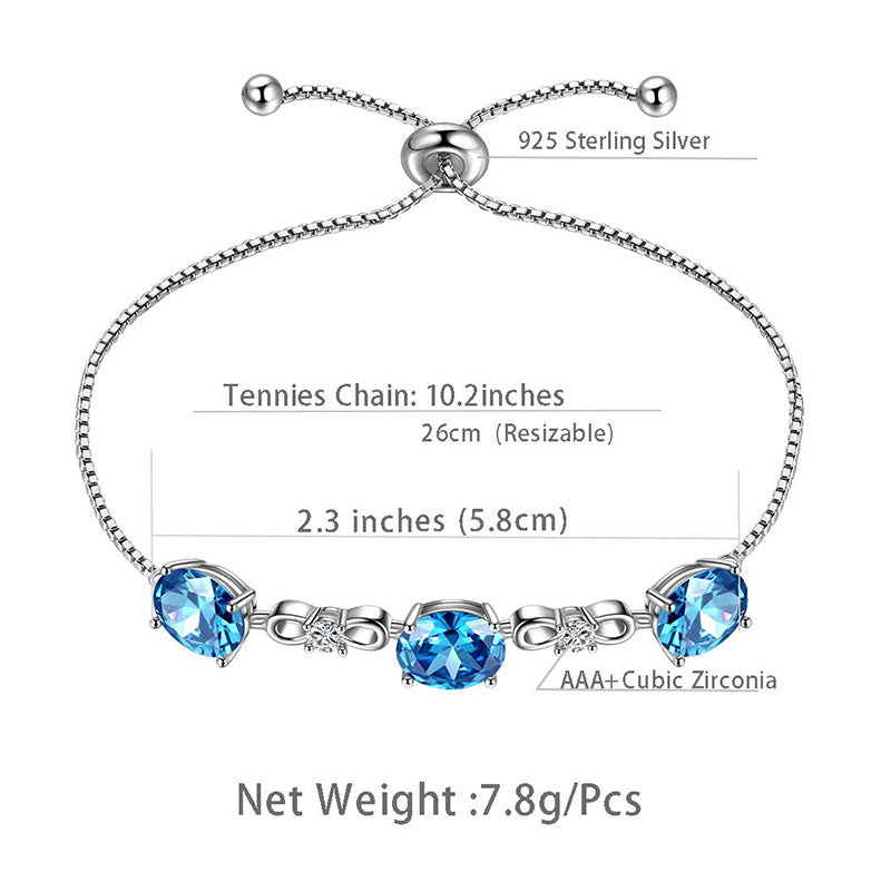 Tokyo Mart Women Round Birthstone Bracelet Jewelry Gift Girls 925 Sterling Silver