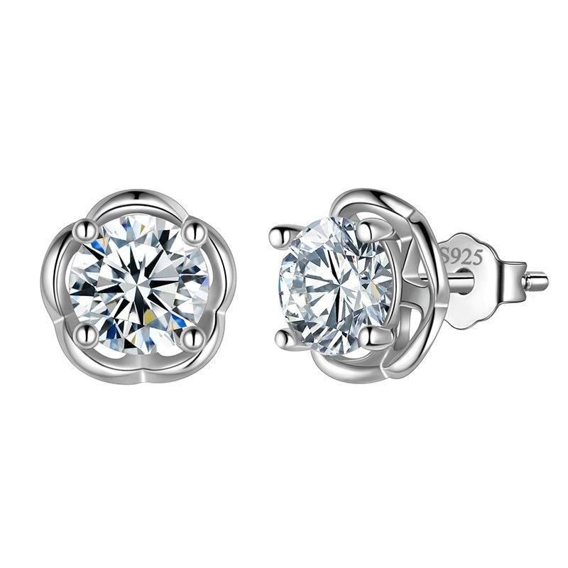 Tokyo Mart Runde Moissanite Ohrstecker Frauen Mädchen Schmuck 925 Sterling Silber