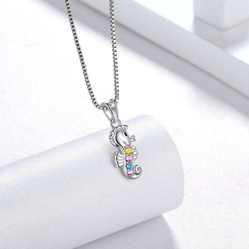 Tokyo Mart Halskette mit Seepferdchen-Anhänger, Mini-Tier-Anhänger, Schmuck, Geschenk für Frauen und Mädchen, 925 Sterlingsilber