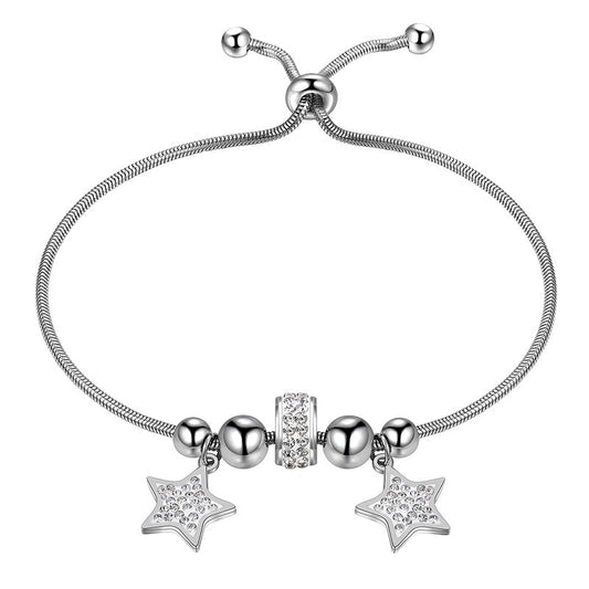 Tokyo Mart Charm Bead Lucky Star Link Bracelets Women Jewelry Stainless Steel