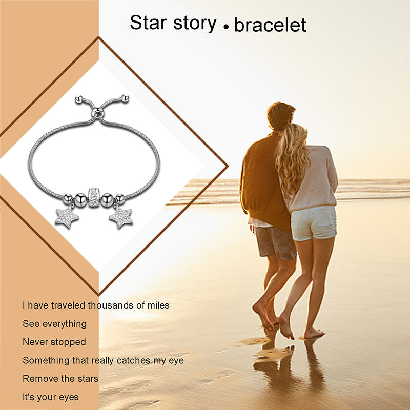 Tokyo Mart Charm Bead Lucky Star Link Bracelets Women Jewelry Stainless Steel