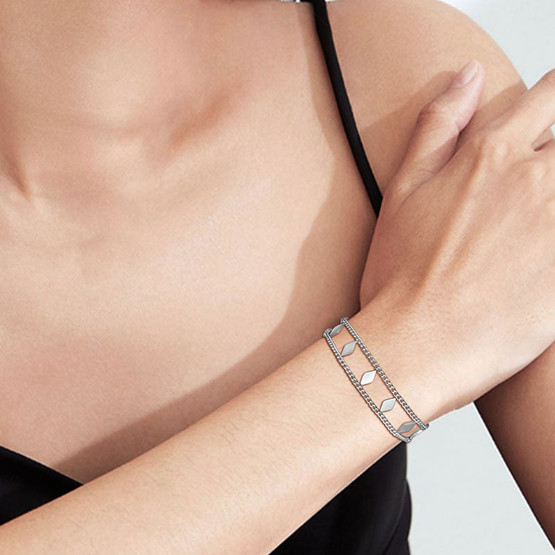 Tokyo Mart Mehrlagige Gliederarmbänder für Damen aus Edelstahl