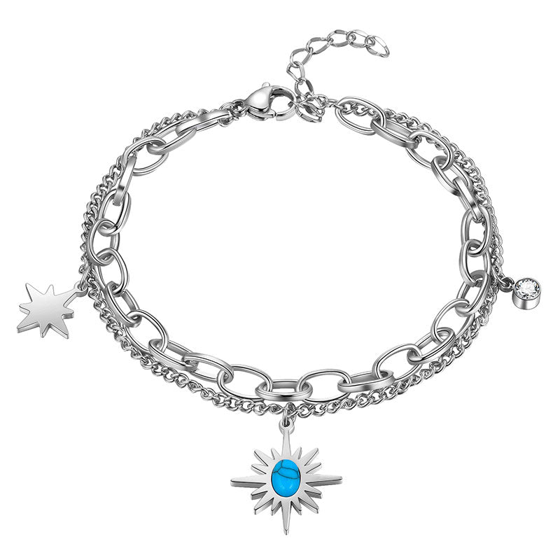 Tokyo Mart Sun Star Link Armbänder Frauen Schmuck Edelstahl