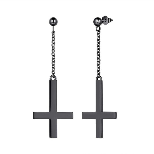 Tokyo Mart Upside Down Cross Earrings Dangling Women Mens Jewelry Sterling Silver