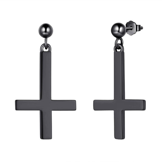 Tokyo Mart Upside Down Cross Earrings Women Mens Jewelry 925 Sterling Silver