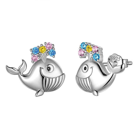 Tokyo Mart Whale Mini Animal Studs Earrings Jewelry Women Girls Gift 925 Sterling Silver