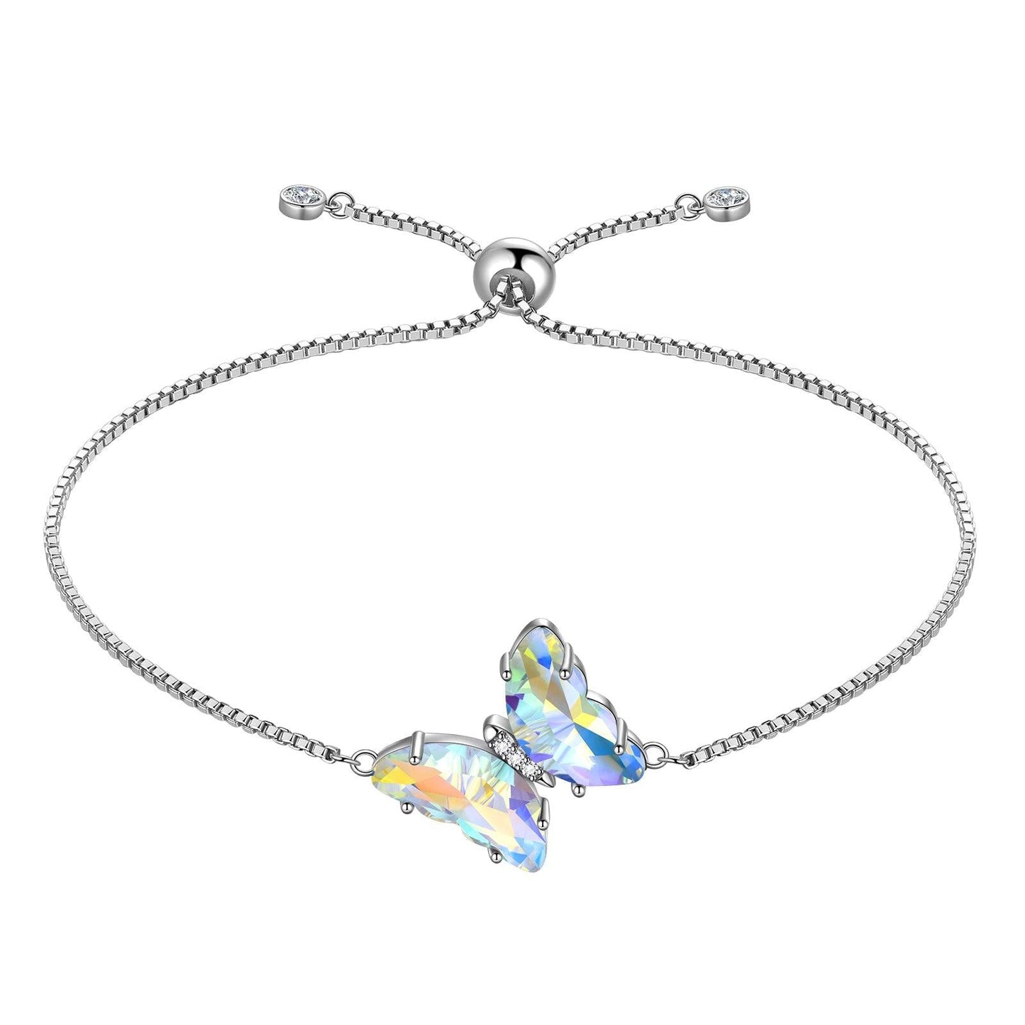 Tokyo Mart 925 Sterling Silver Butterfly Bracelet Birthstone Crystal Women Jewelry Gifts