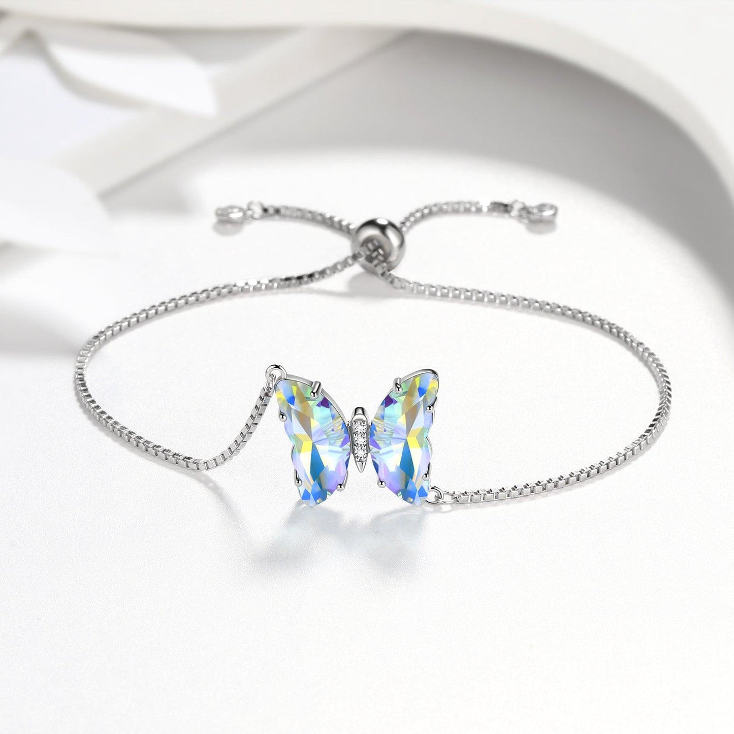 Tokyo Mart White Butterfly Bracelet April Diamond Birthstone Women Girls Jewelry Birthday Gift