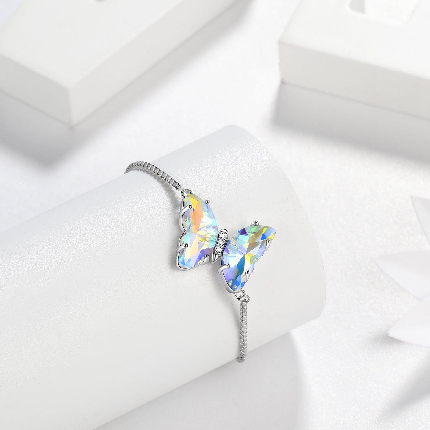 Tokyo Mart White Butterfly Bracelet April Diamond Birthstone Women Girls Jewelry Birthday Gift