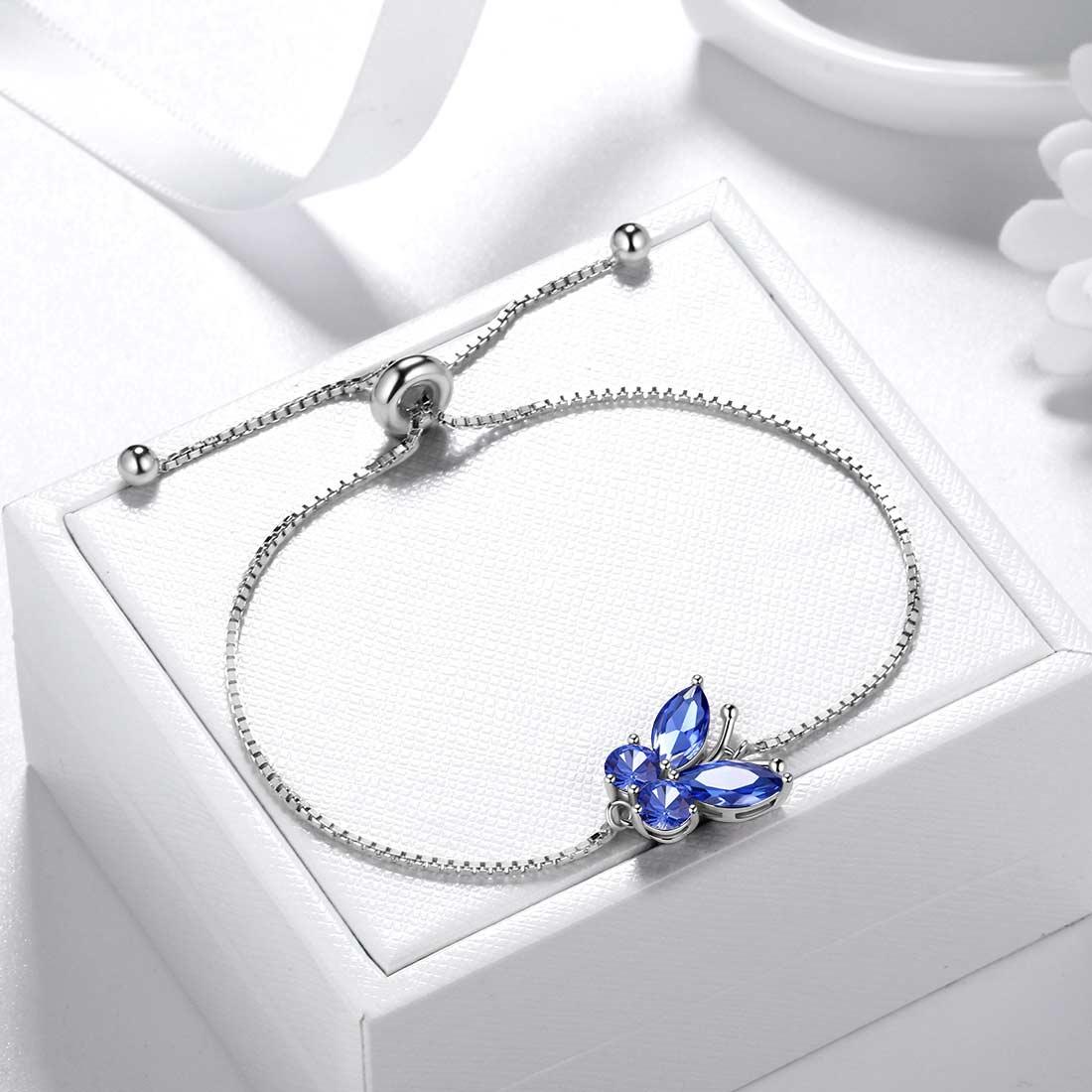 Tokyo Mart Butterfly Bracelet Birthstone December Tanzanite Women Girls Jewelry Birthday Gift