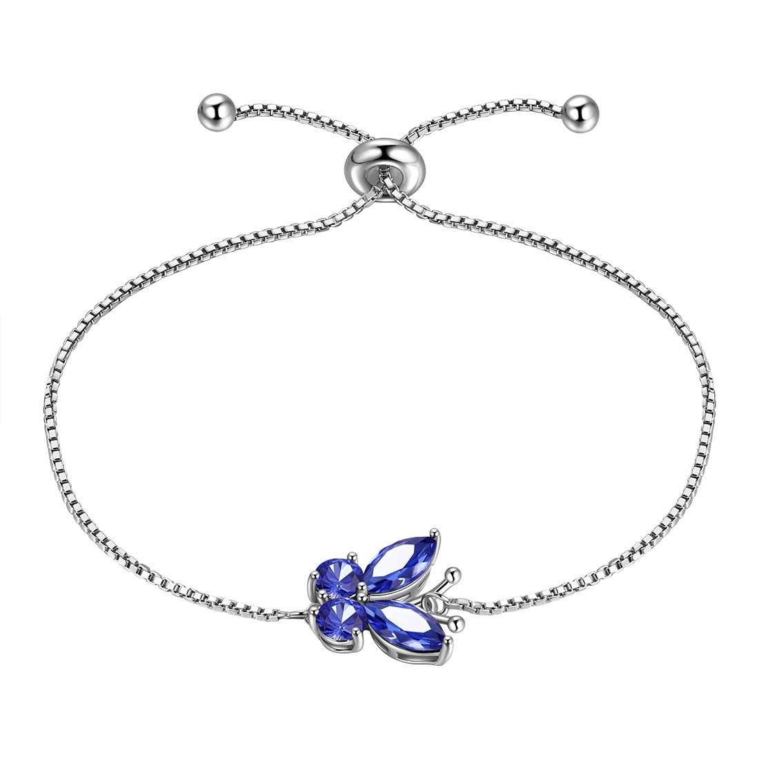 Tokyo Mart Butterfly Bracelet Birthstone December Tanzanite Women Girls Jewelry Birthday Gift