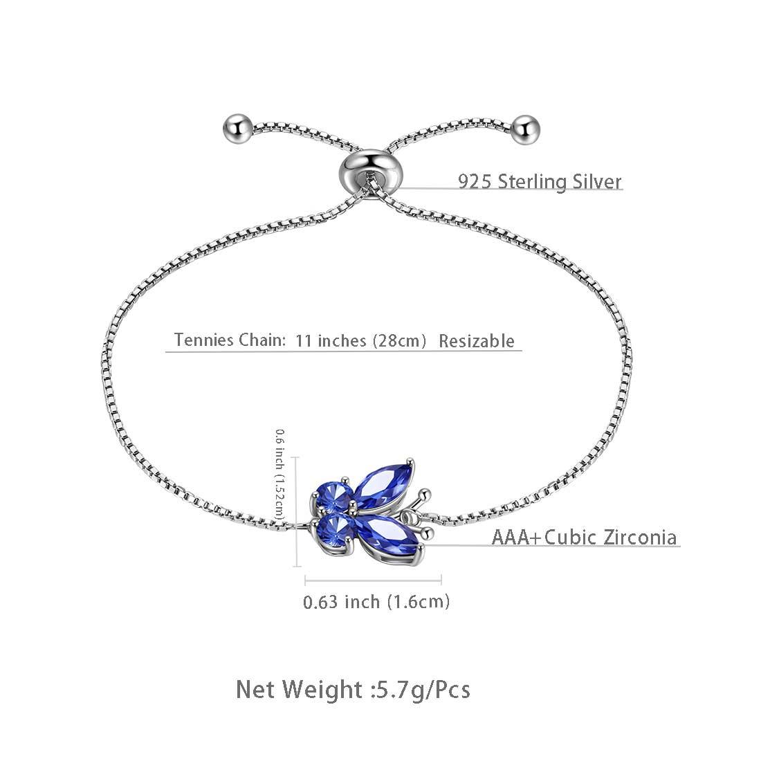 Tokyo Mart Butterfly Bracelet Birthstone December Tanzanite Women Girls Jewelry Birthday Gift