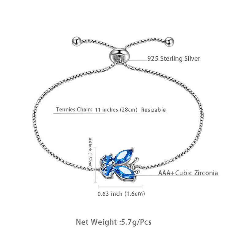 Tokyo Mart Women Butterfly Bracelet Birthstone Jewelry Gift Girls 925 Sterling Silver