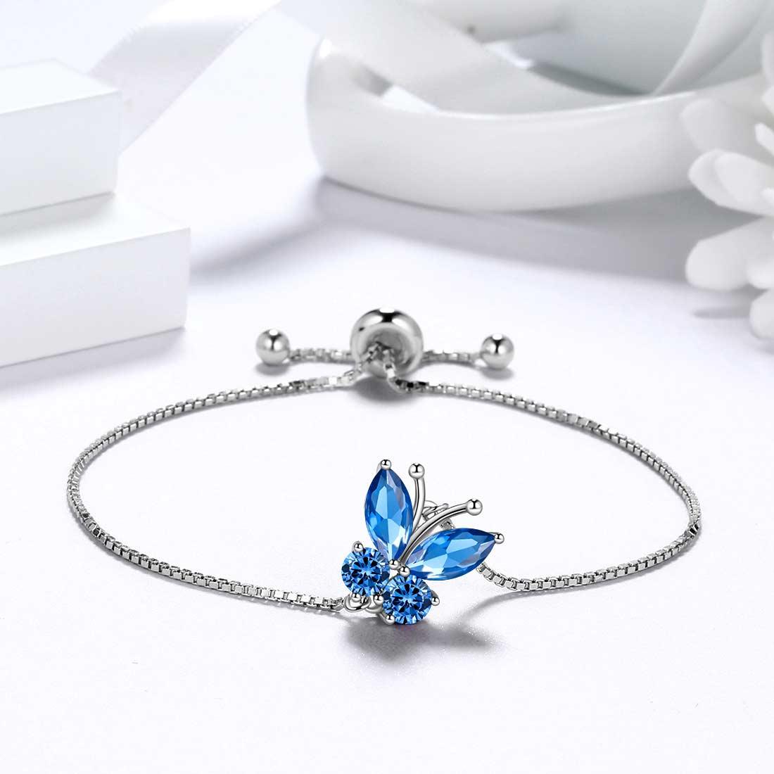 Tokyo Mart Butterfly Bracelet Birthstone September Sapphire Women Girls Jewelry Birthday Gift