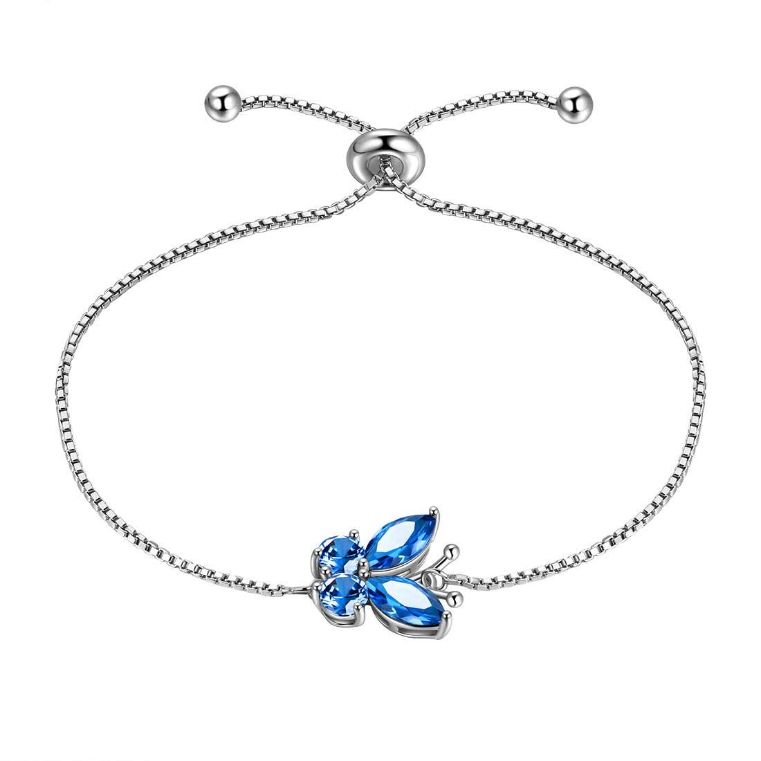 Tokyo Mart Women Butterfly Bracelet Birthstone Jewelry Gift Girls 925 Sterling Silver