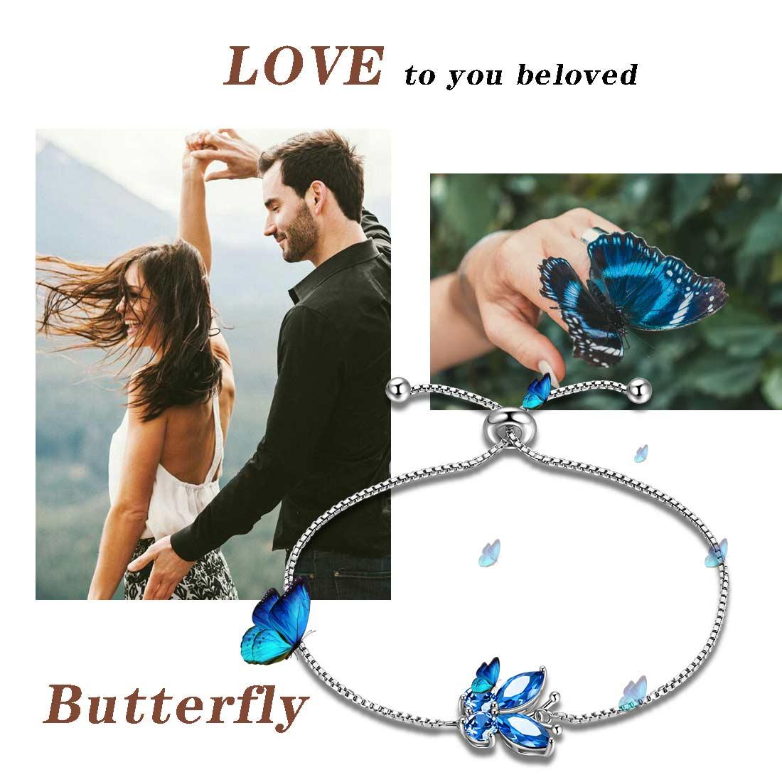 Tokyo Mart Butterfly Bracelet Birthstone September Sapphire Women Girls Jewelry Birthday Gift