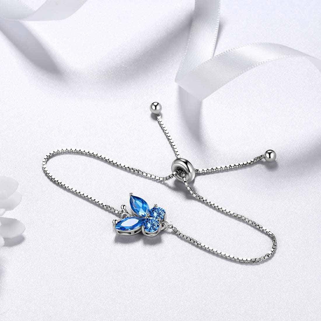 Tokyo Mart Butterfly Bracelet Birthstone September Sapphire Women Girls Jewelry Birthday Gift