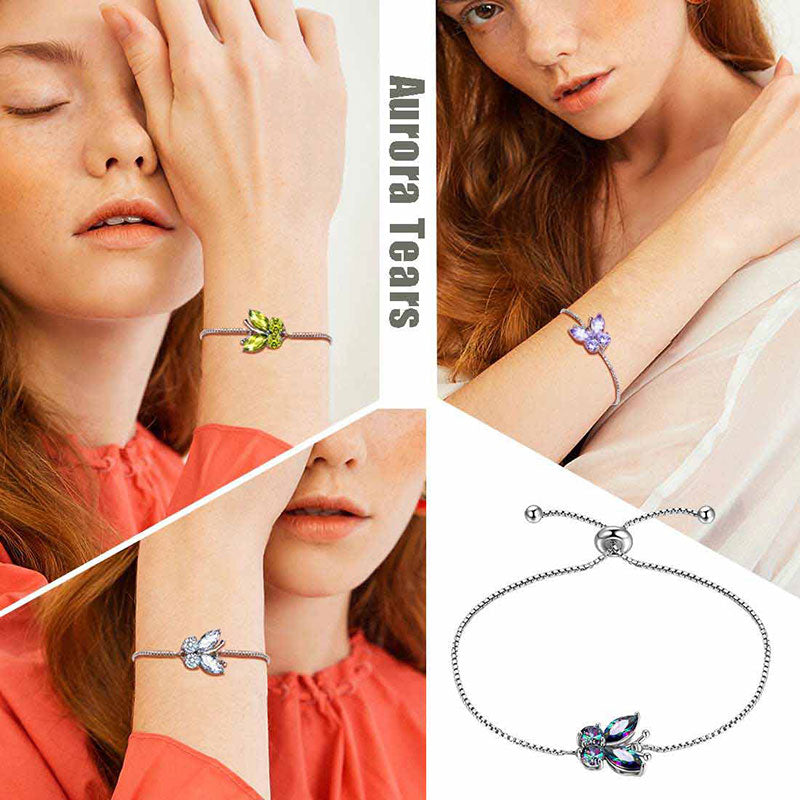 Tokyo Mart Women Butterfly Bracelet Birthstone Jewelry Gift Girls 925 Sterling Silver