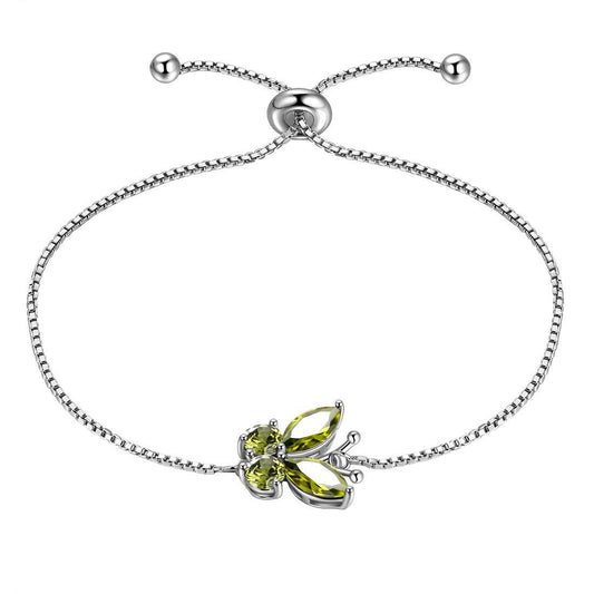 Tokyo Mart Butterfly Bracelet Birthstone August Peridot Women Girls Jewelry Birthday Gift