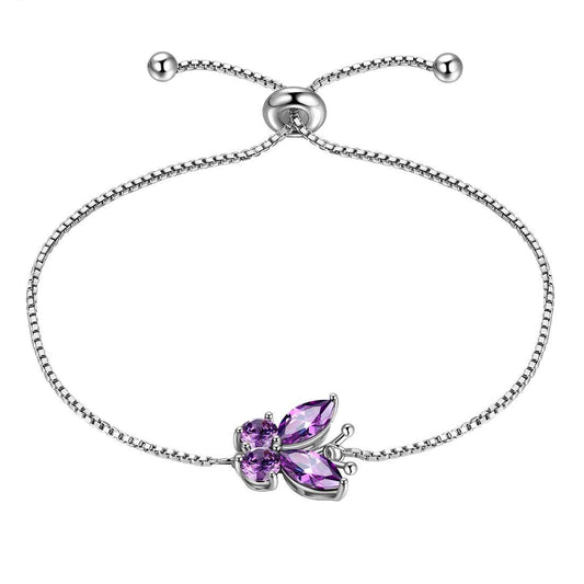 Tokyo Mart Butterfly Bracelet Birthstone February Amethyst Women Girls Jewelry Birthday Gift