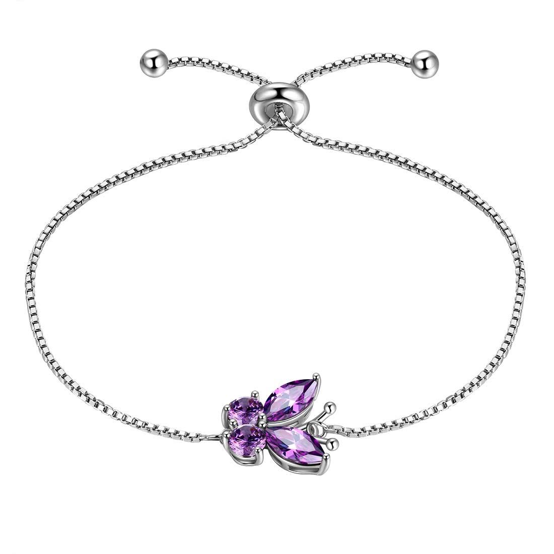 Tokyo Mart Women Butterfly Bracelet Birthstone Jewelry Gift Girls 925 Sterling Silver