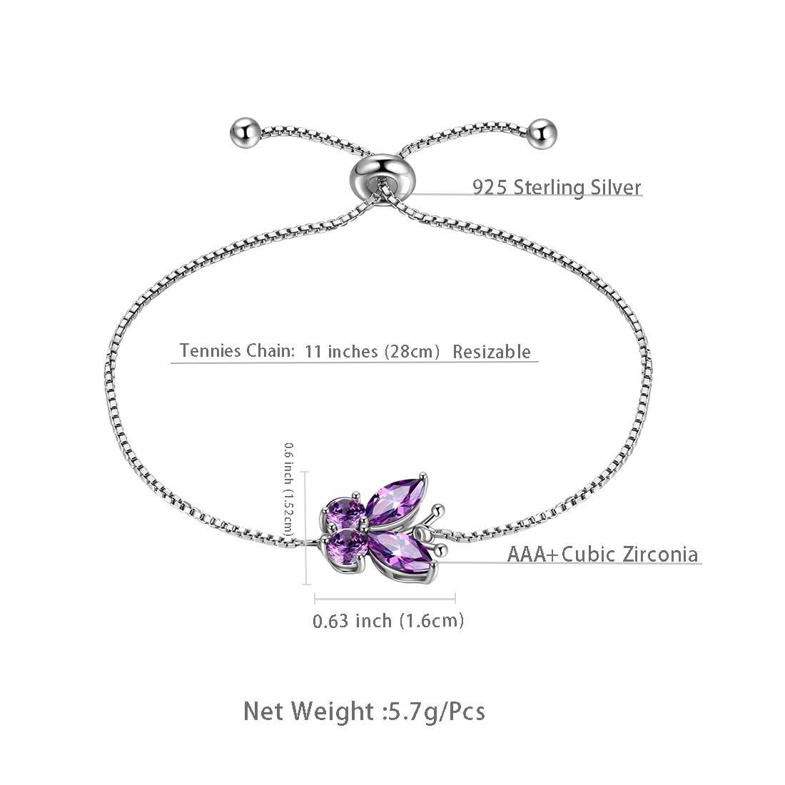 Tokyo Mart Butterfly Bracelet Birthstone February Amethyst Women Girls Jewelry Birthday Gift