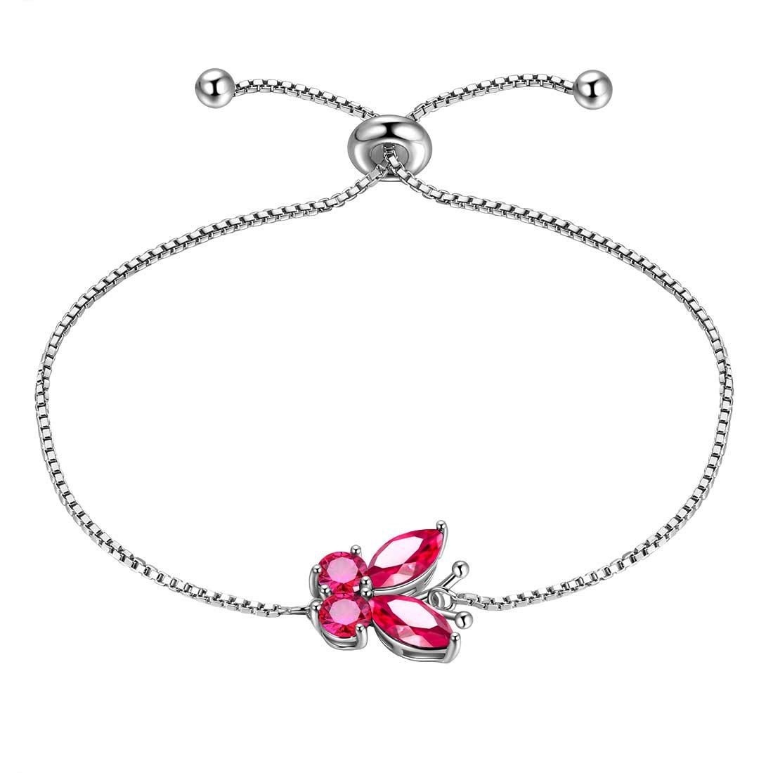 Tokyo Mart Women Butterfly Bracelet Birthstone Jewelry Gift Girls 925 Sterling Silver