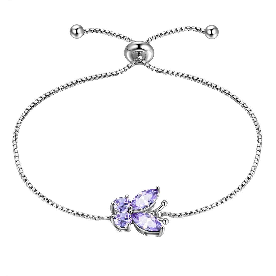 Tokyo Mart Women Butterfly Bracelet Birthstone Jewelry Gift Girls 925 Sterling Silver