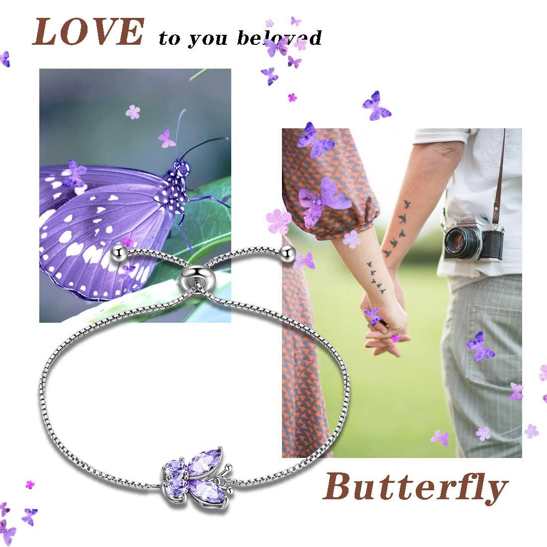 Tokyo Mart Butterfly Bracelet Birthstone June Alexandrite Women Girls Jewelry Birthday Gift