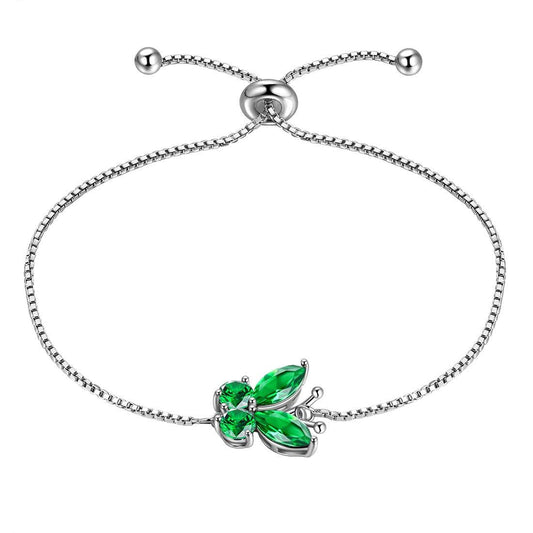 Tokyo Mart Butterfly Bracelet Birthstone May Emerald Women Girls Jewelry Birthday Gift