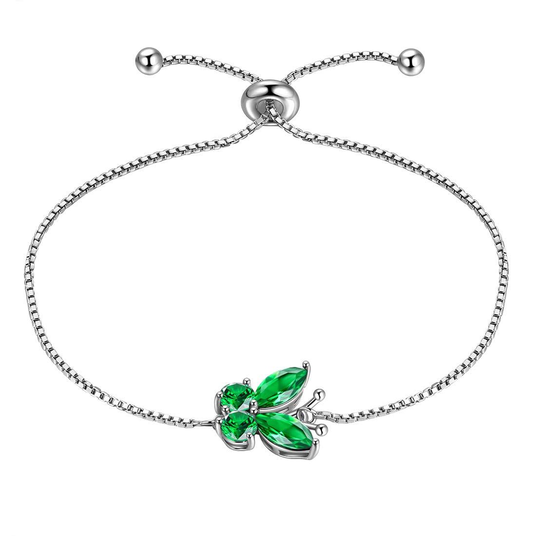 Tokyo Mart Women Butterfly Bracelet Birthstone Jewelry Gift Girls 925 Sterling Silver