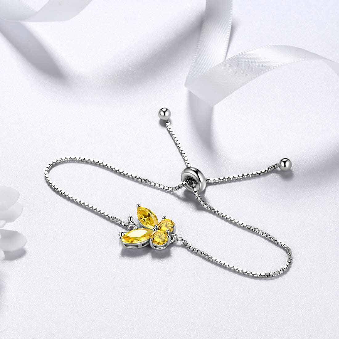 Tokyo Mart Butterfly Bracelet Birthstone November Citrine Women Girls Jewelry Birthday Gift