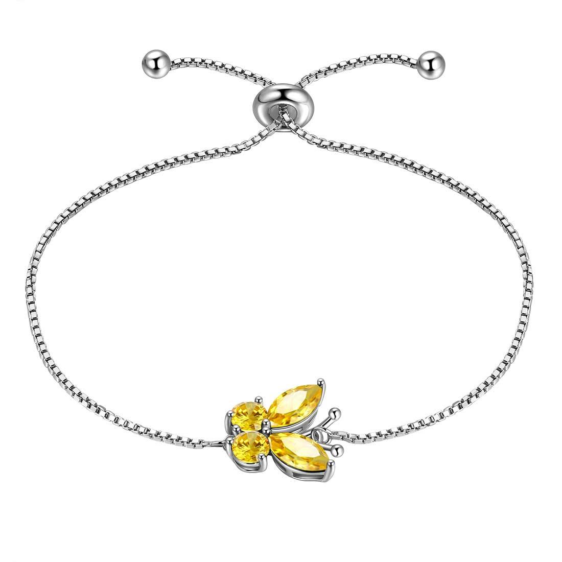 Tokyo Mart Women Butterfly Bracelet Birthstone Jewelry Gift Girls 925 Sterling Silver