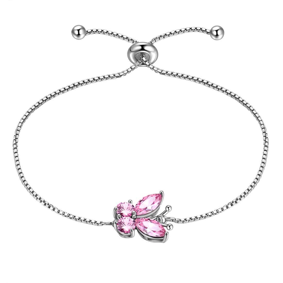 Tokyo Mart Women Butterfly Bracelet Birthstone Jewelry Gift Girls 925 Sterling Silver