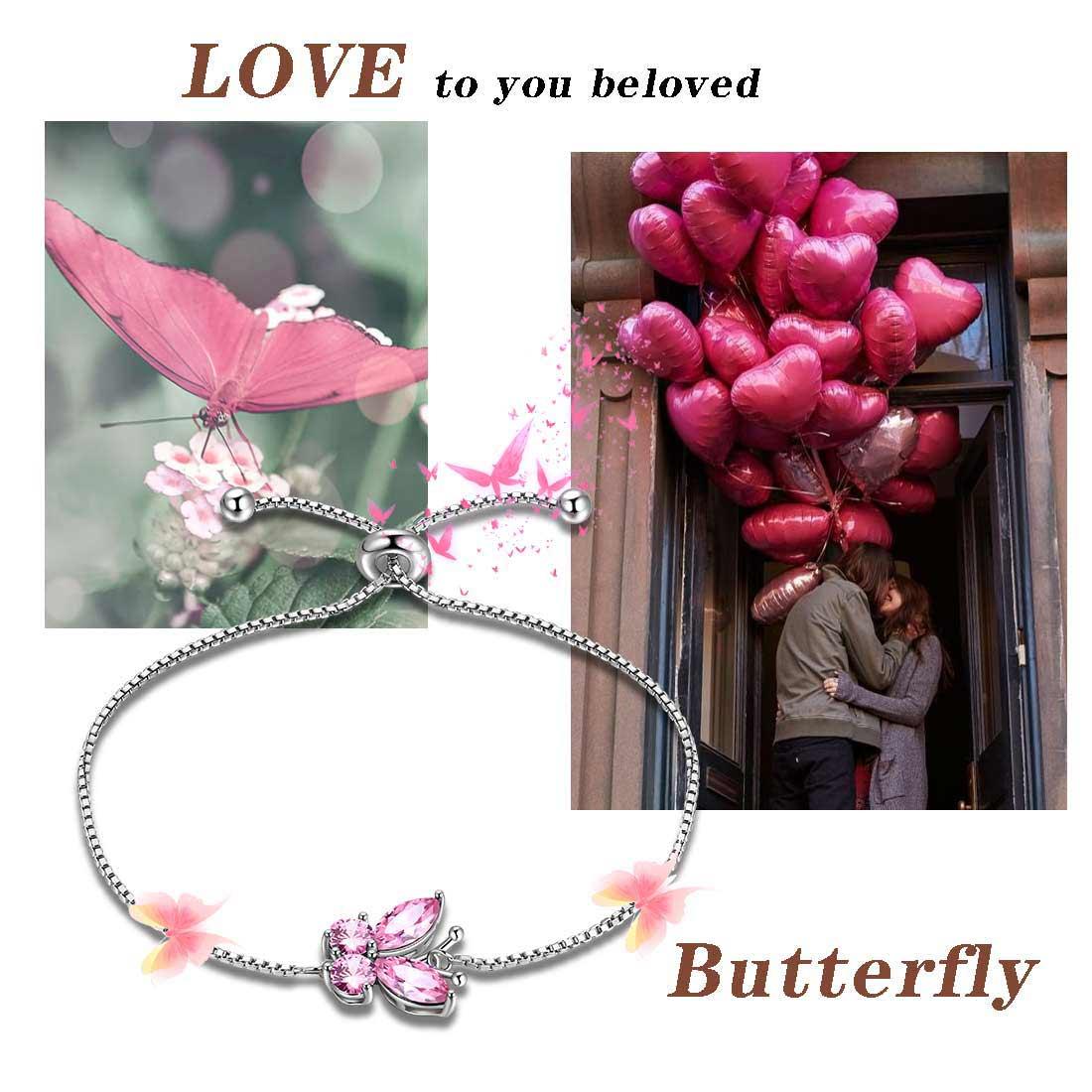 Tokyo Mart Butterfly Bracelet Birthstone October Tourmaline Women Girls Jewelry Birthday Gift